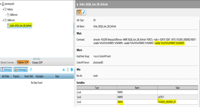 User Parameter in ctmorder